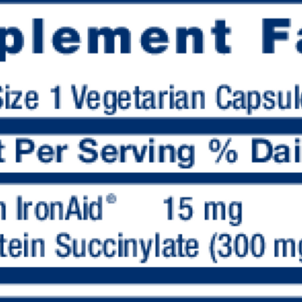 Life Extension Iron Protein Plus 300 mg 100 caps Supplement Facts
