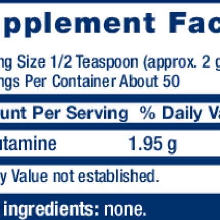 Life Extension L-Glutamine Powder 100 g Supplement Facts