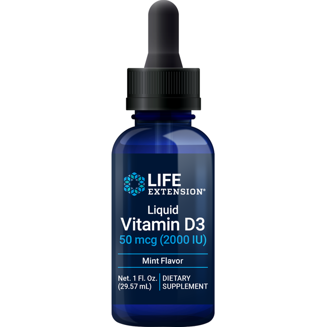 Life Extension Liquid Vitamin D3 50 mcg Mint 1 Fl. Oz.