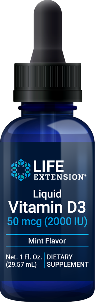 Life Extension Liquid Vitamin D3 50 mcg Mint 1 Fl. Oz.