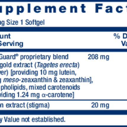 Life Extension MacuGuard Ocular Support 60 softgels Supplement Facts