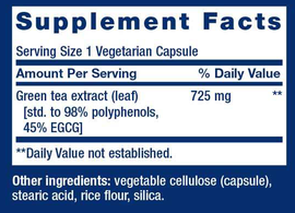 Life Extension Mega Green Tea Extract 100 caps Supplement Facts