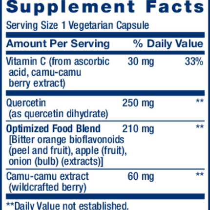 Life Extension Optimized Quercetin 250 mg 60 vegcaps Supplement Facts