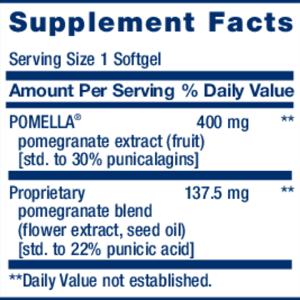 Life Extension Pomegranate Complete 30 softgels Supplement Facts