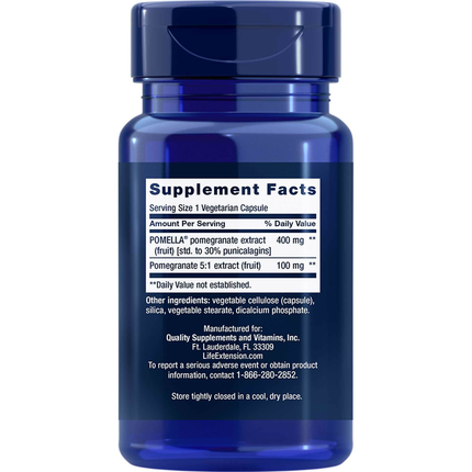 Life Extension Pomegranate Extract 30 caps Supplement Facts