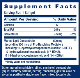 Life Extension Pro-Resolving Mediators 30 softgels Supplement Facts