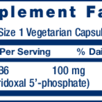 Life Extension Pyridoxal-5-Phosphate 100 mg 60 vegcaps Supplement Facts