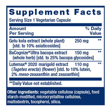 Life Extension Quick Brain Nootropic 30 vegcaps Supplement Facts
