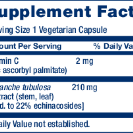 Life Extension Standardized Cistanche 30 vegcaps Supplement Facts