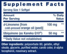 Life Extension Super-Absorbable CoQ10 50mg 60 softgels Supplement Facts