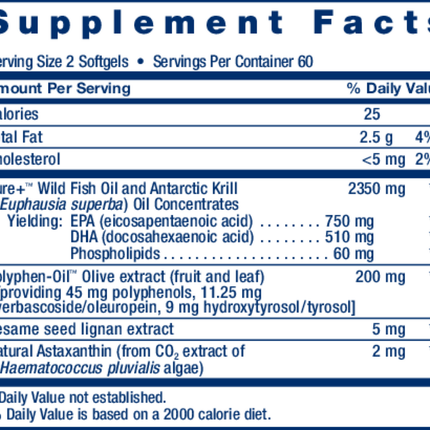 Life Extension Super Omega with Krill 120 gels Supplement Facts