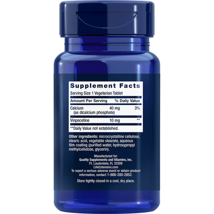 Life Extension Vinpocetine 10mg 100 tabs Supplement Facts