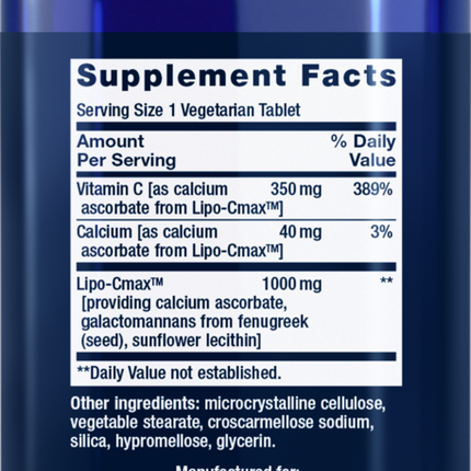 Life Extension Vitamin C 24-Hour Liposomal Hydrogel Formula 60 tabs Supplement Facts