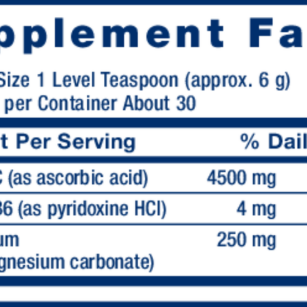 Life Extension Vitamin C- Magnesium Crystals 180 g Supplement Facts