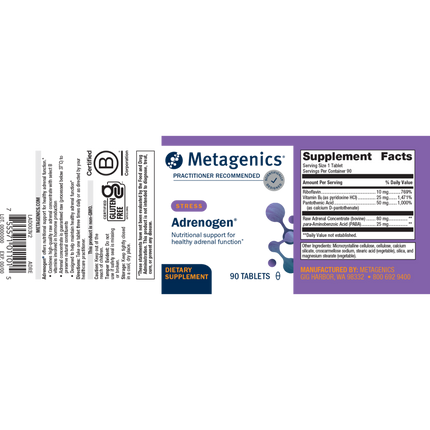 Metagenics Adrenogen 90 T Supplement Facts 