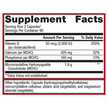 Metagenics Bone Builder Forte 180 C Supplement Facts 