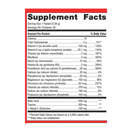 Metagenics Endura Lemonade 30 servings Supplement Facts 