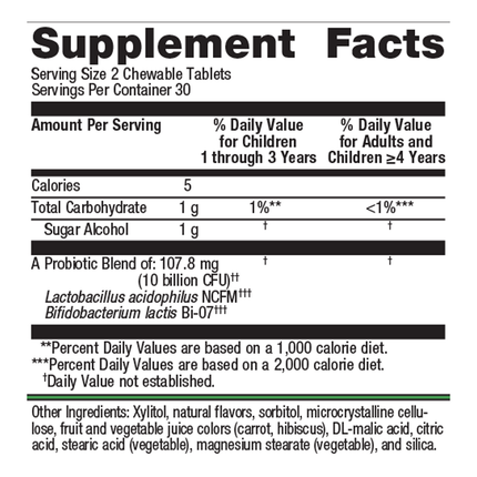 Metagenics MetaKids Probiotic 60 CT Supplement Facts 
