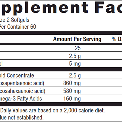 Metagenics OmegaGenics EPA-DHA 720 Lemon Lime 120 SG Supplement Facts
