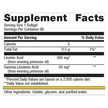 Metagenics OmegaGenics Evening Primrose Oil 90 SG Supplement Facts 