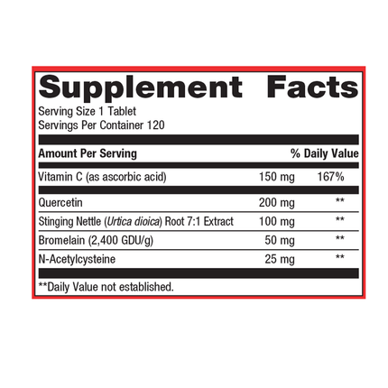 Metagenics Sinuplex 120 T Supplement Facts 