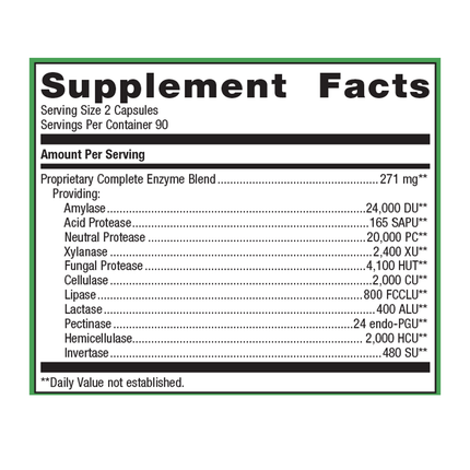 Metagenics SpectraZyme Complete 180C Suplement Facts 