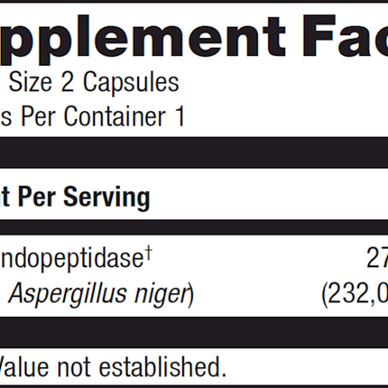 Metagenics SpectraZyme Gluten Digest 40 C - 20 packets per box Supplement Facts 