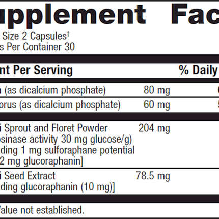 Metagenics SulforaClear 60 C Supplement Facts 
