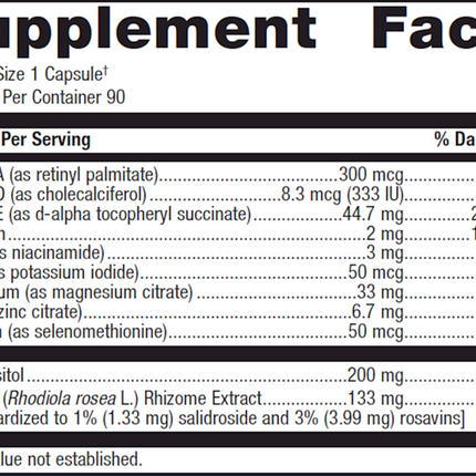 Metagenics Thyrosol 90 C - NEW FORMULA Supplement Facts 
