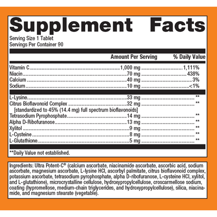 Metagenics Ultra Potent-C 1000 90 T Supplement Facts 