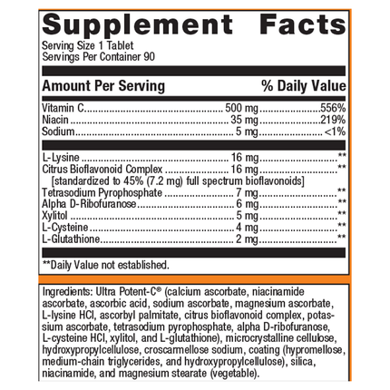 Metagenics Ultra Potent C 500 90 T Supplement Facts 