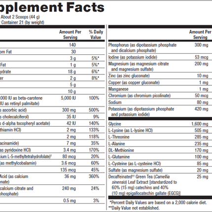 Metagenics UltraClear Plus Berry - 21 servings Supplement Facts 