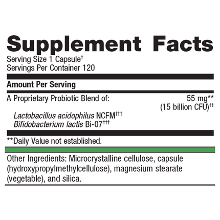 Metagenics UltraFlora Balance 120 C Supplement Facts 
