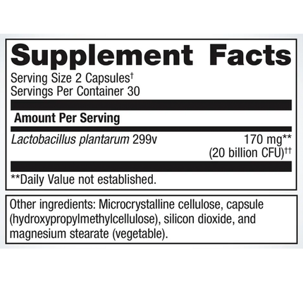 Metagenics UltraFlora Intensive Care 60 C Supplement Facts 
