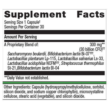 Metagenics UltraFlora Spectrum 30 C Supplement Facts 
