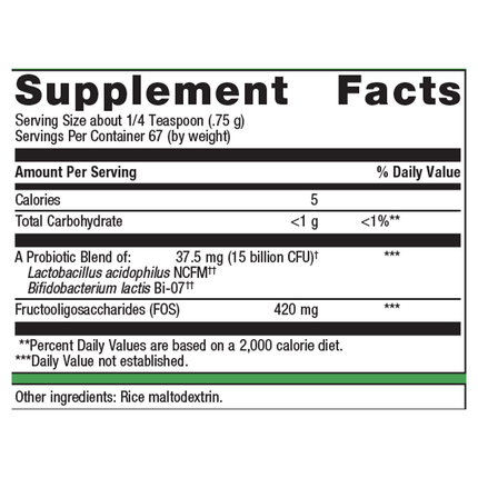 Metagenics UltraFlora Synergy Powder - 67 servings Supplement Facts 