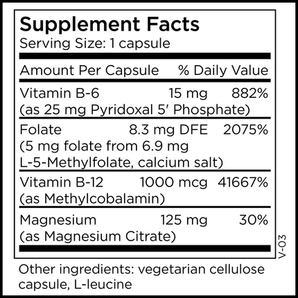 MethylPro L-Methylfolate 5 mg + Cofactors 30 caps Supplement Facts