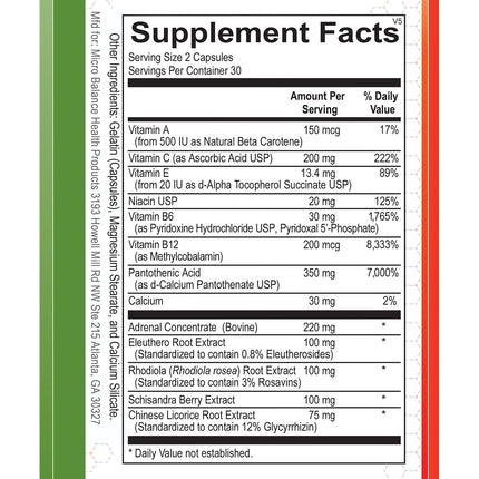 Micro Balance Adrenal Boost 60 caps Supplement Facts