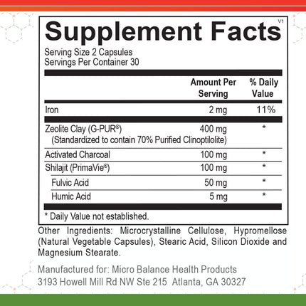 Micro Balance Bio-Active Binder 60 caps Supplement Facts