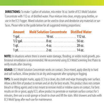 Micro Balance EC3 Electrostatic Sanitizer Fogger and Mold Solution Concentrate Bundle Supplement Facts