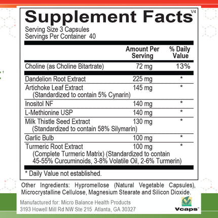 Micro Balance MycoDetox Liver Support 120 caps Supplement Facts