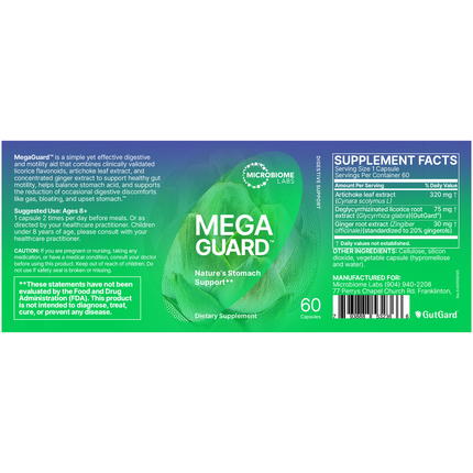 Microbiome Labs MegaGuard 60 caps Supplement Facts