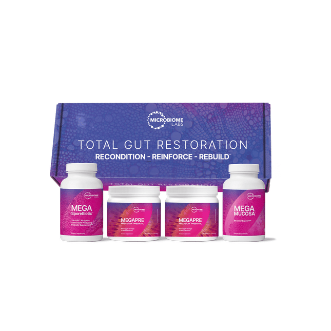 Microbiome Labs Total Gut Restoration #4 (MegaPre Powder and MegaMucsoa Capsule) 3 Month Supply