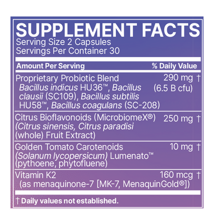 Microbiome labs SereneSkin Supplement Facts 