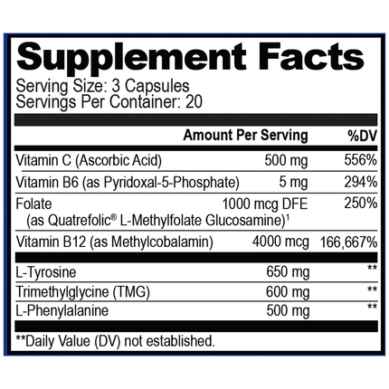 Natural Stacks Dopamine Brain Food 60 vegcaps Supplement Facts