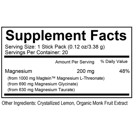 Natural Stacks Magtech Drink 20 Servings Supplement Facts