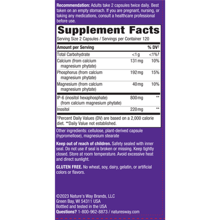 Natural Way Cell Forte Ip 6 Inositol 240 caps Supplement Facts
