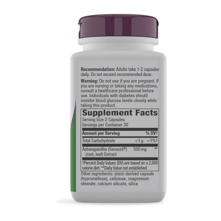 Nature's Way Ashwagandha 60 vegcaps Supplement Facts