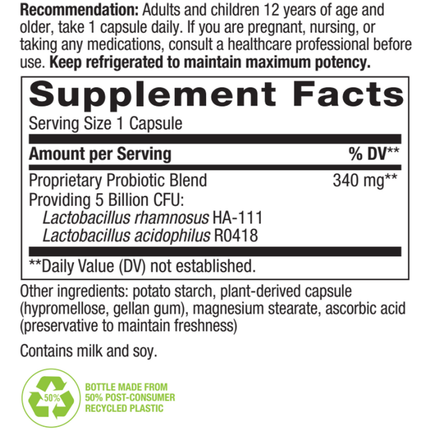 Nature's Way Primadophilus Original 180vcaps Supplement Facts 