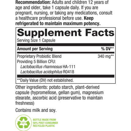Nature's Way Primadophilus Original 90vcaps Supplement Facts 